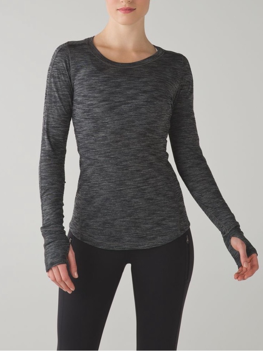 Lululemon 5 Mile Long Sleeve Top Size 4 Heathered Black Versatile & Lightweight - Picture 4 of 5